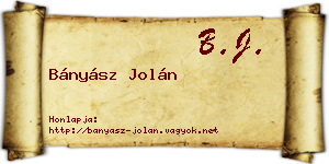 Bányász Jolán névjegykártya